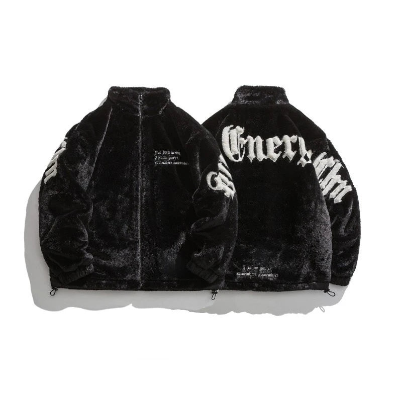 Manteau pilou pilou peluche noir femme