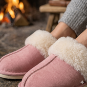 Mules femme rose douces et chaudes pour maison