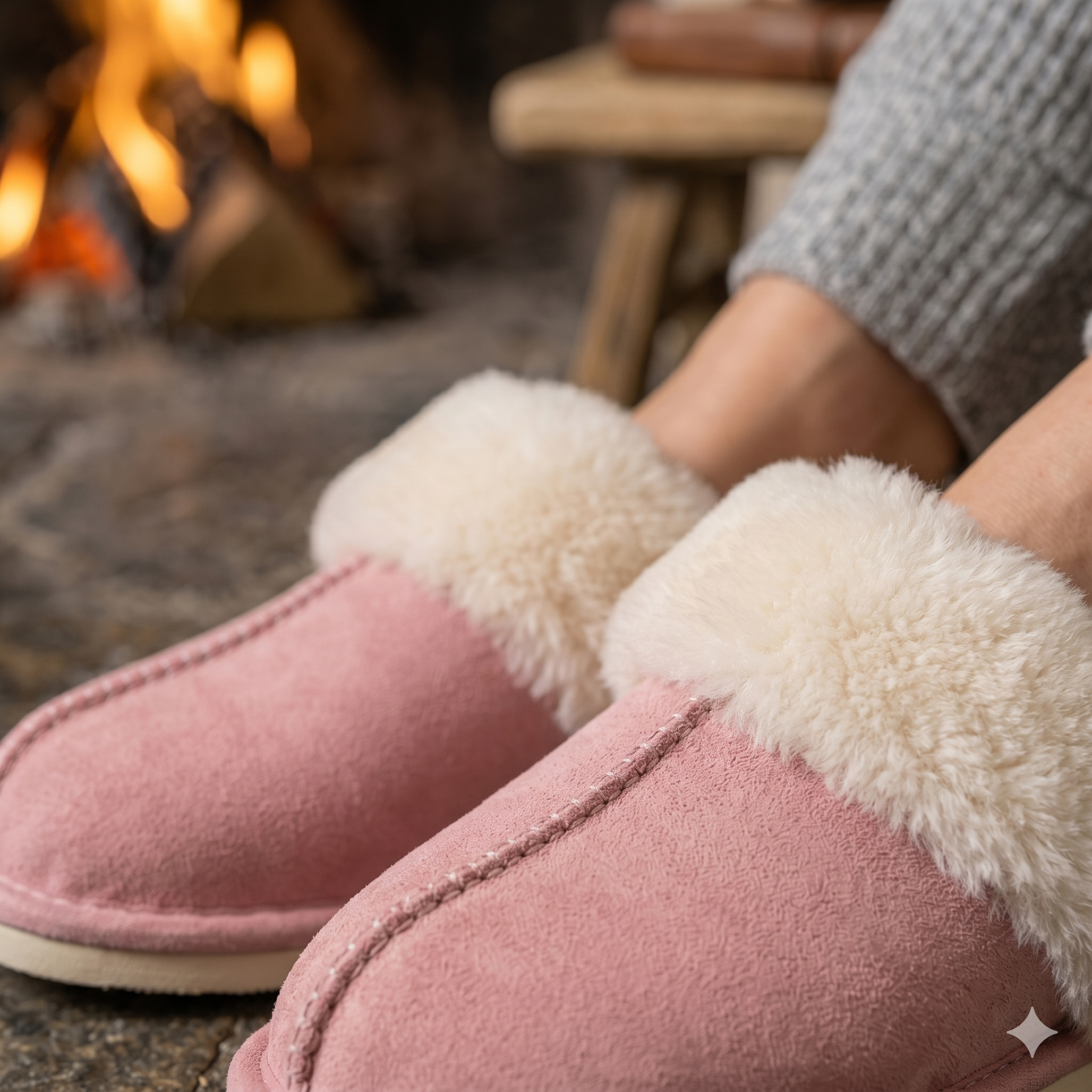 Mules femme rose douces et chaudes pour maison
