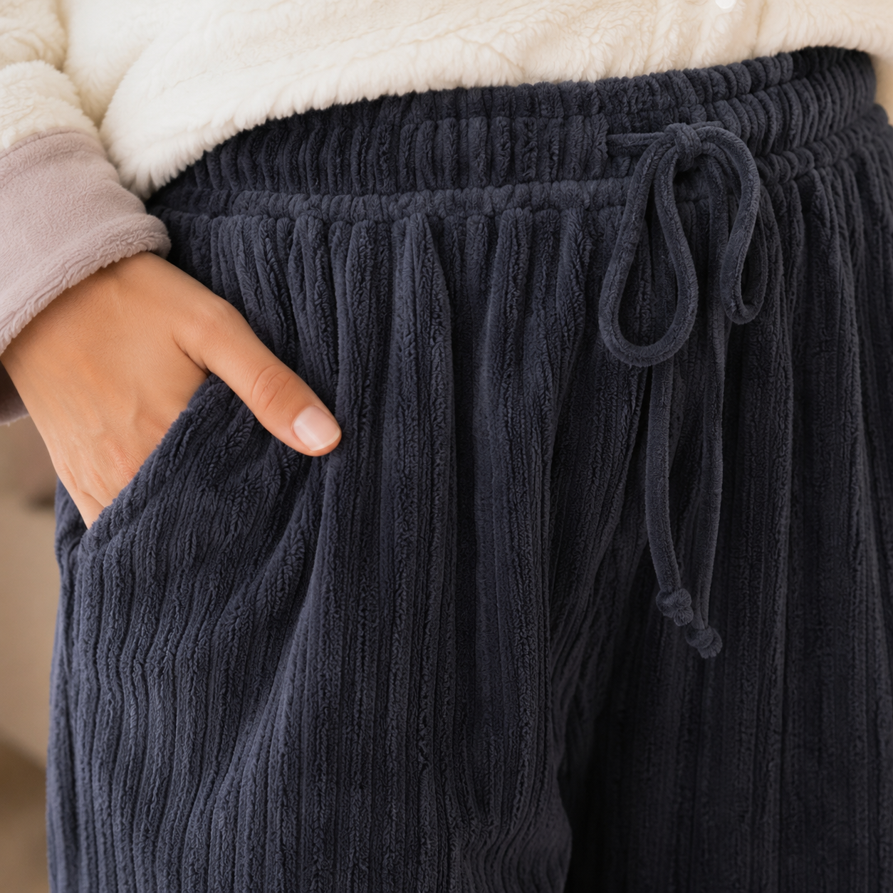 Pantalon cocooning pilou pilou bleu femme chaud et confortable