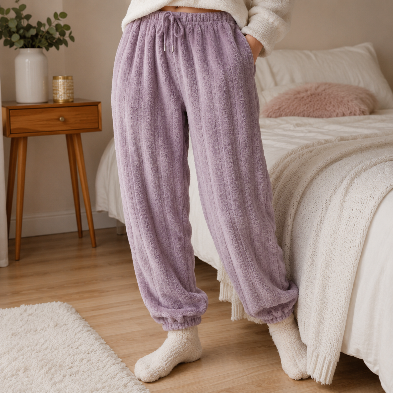 Pantalon de nuit pilou pilou mauve pour femme