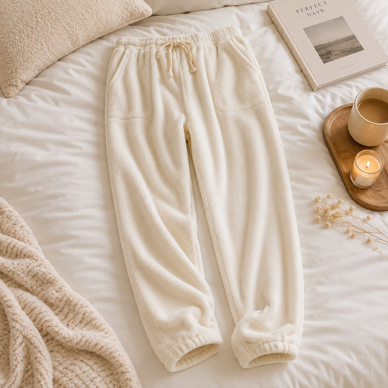 Pantalon de pyjama femme en matière pilou