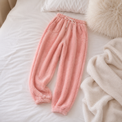 Pantalon de pyjama femme en polaire rose pastel