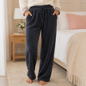 Pantalon pyjama pilou pilou chaud femme bleu nuit