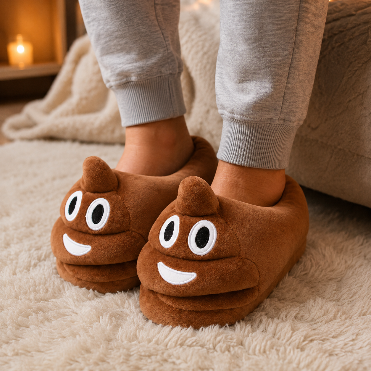 Pantoufles Pilou Pilou Émoji Rigolo ultra douces