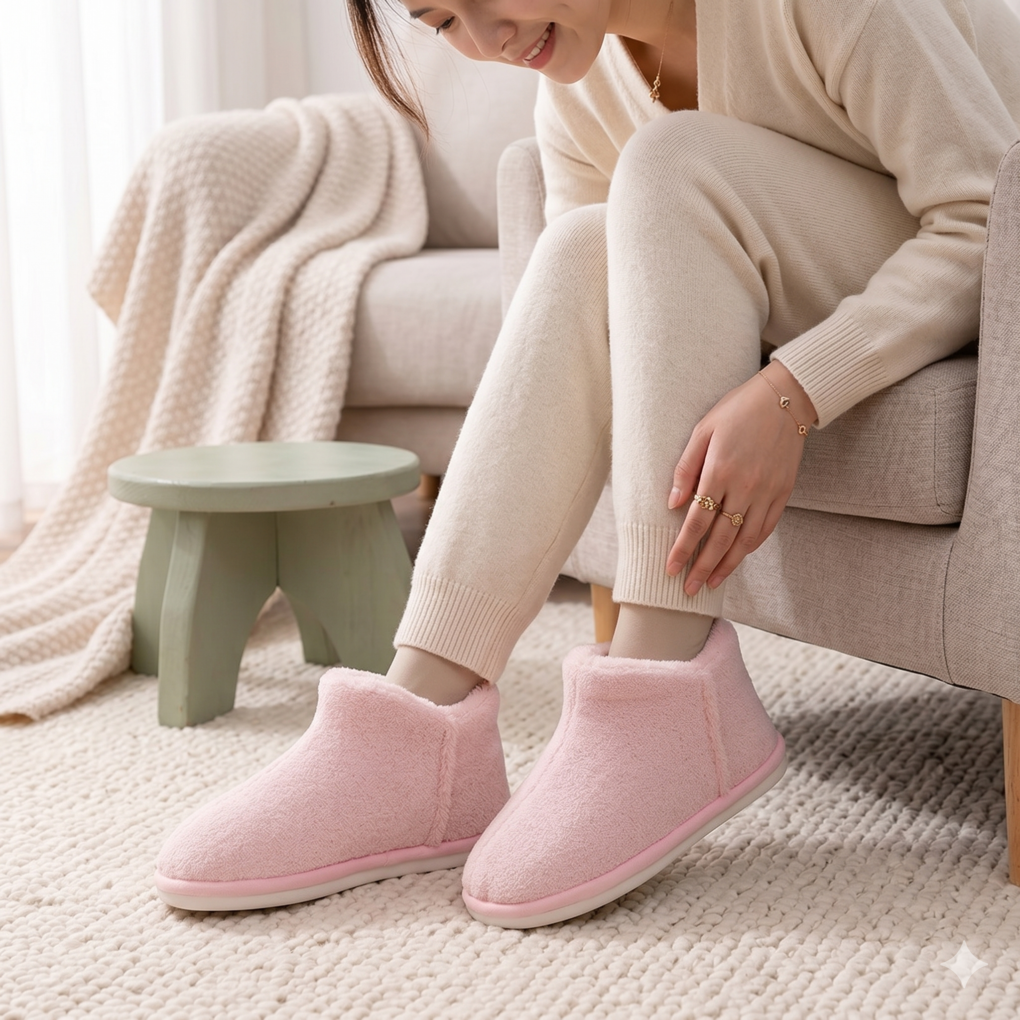 Pantoufles femme rose pastel ultra moelleuses pour la maison