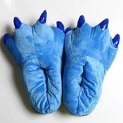 Pantoufles patte de dinosaure bleu