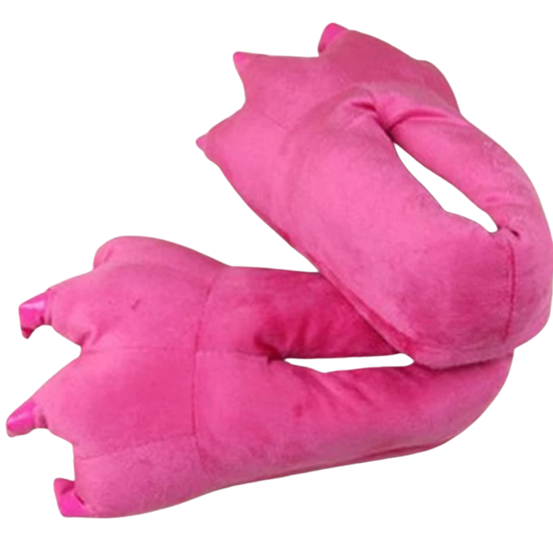 Pantoufles patte de dinosaure couleur rose