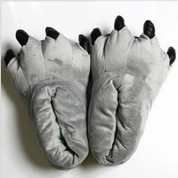 Pantoufles patte de dinosaure grise