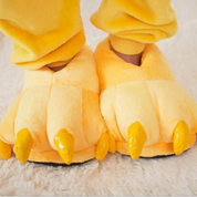 Pantoufles patte de dinosaure jaune