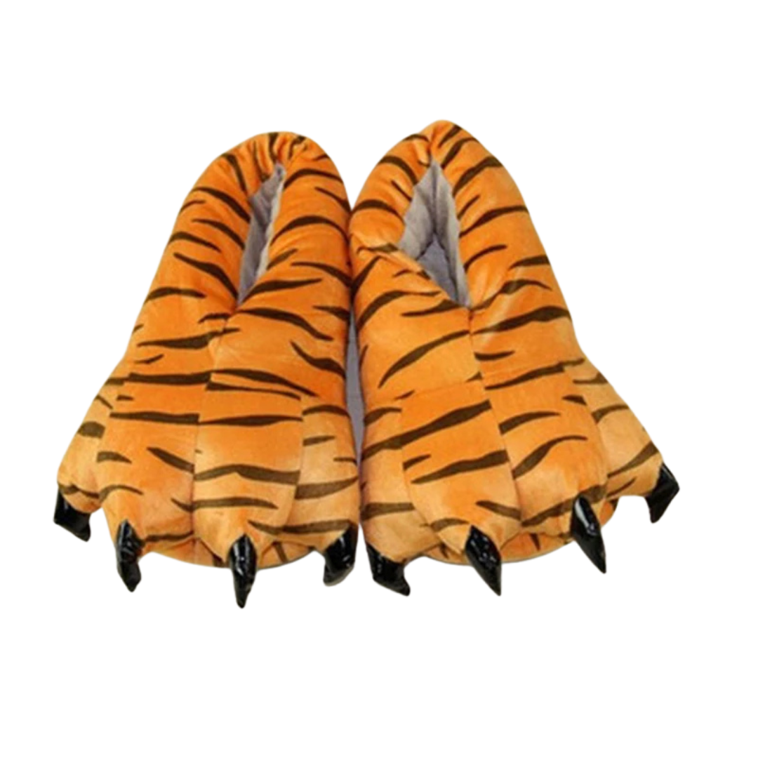 Pantoufles patte de dinosaure tigre