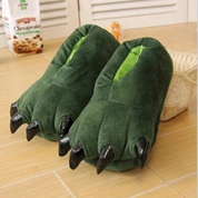 Pantoufles patte de dinosaure verte