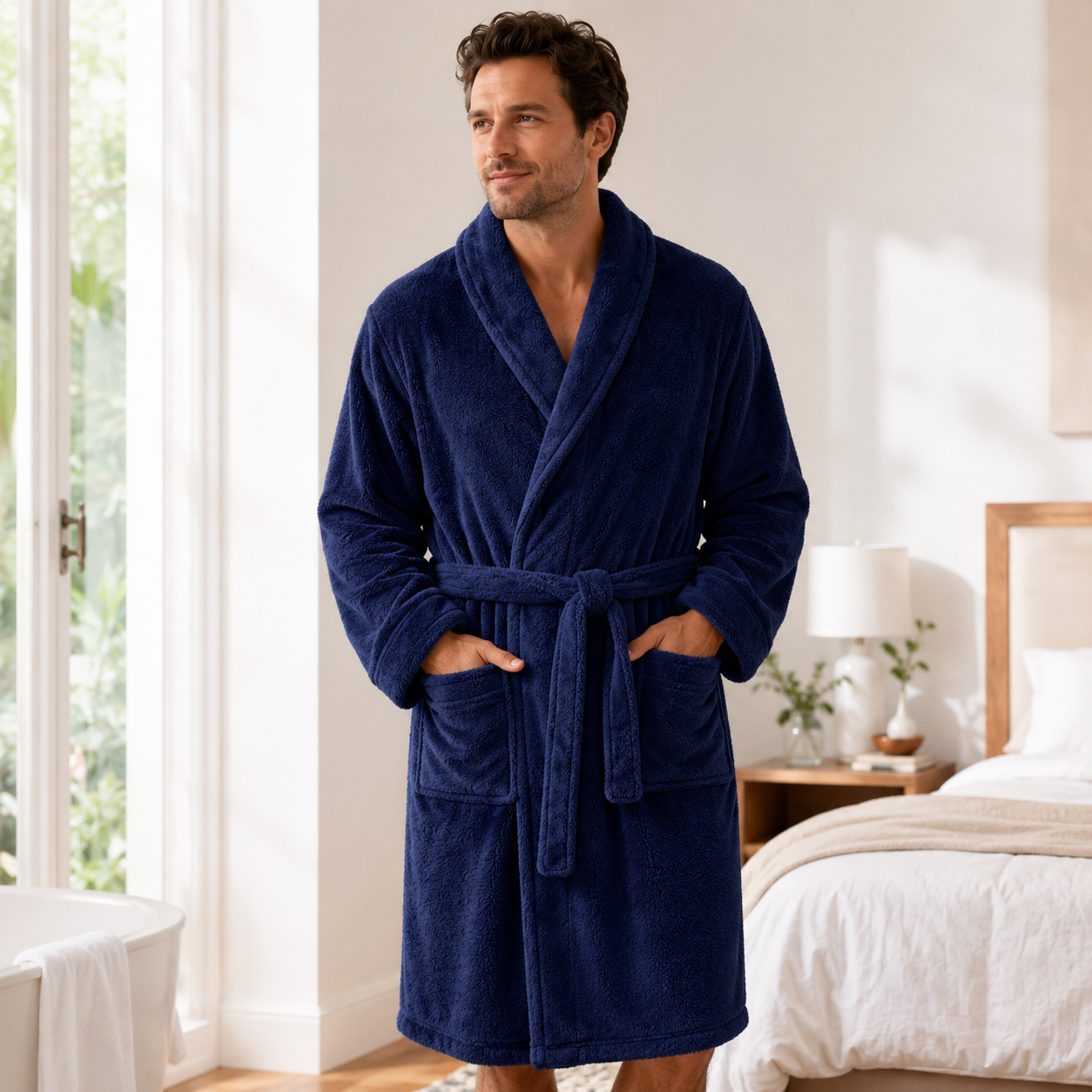 Peignoir Pilou Pilou bleu marine homme
