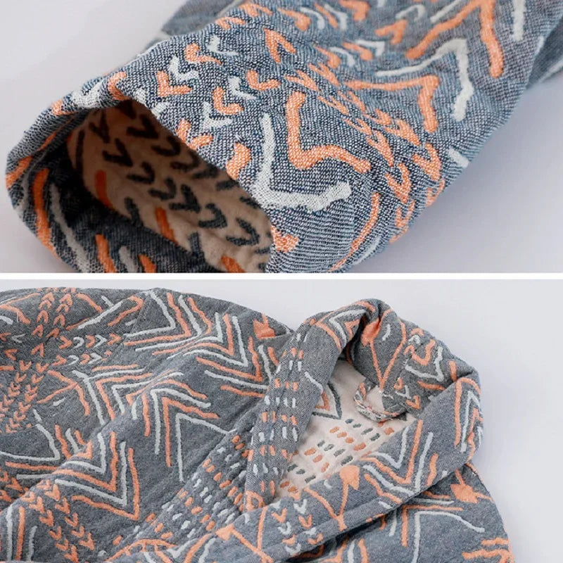 Peignoir cocooning à motifs géométriques élégants