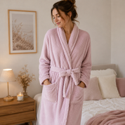 Peignoir doux femme rose clair en pilou pilou