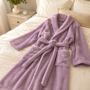 Peignoir femme violet en matière plaid ultra douce