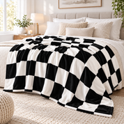 Plaid Cocooning Damier Automnal noir et blanc