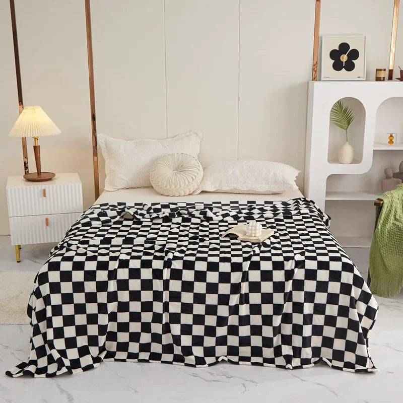 Plaid Cocooning Damier Vintage noir et blanc