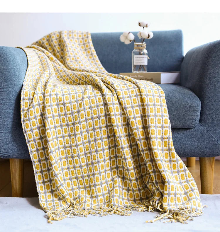 Plaid Cocooning Esprit Nomade jaune