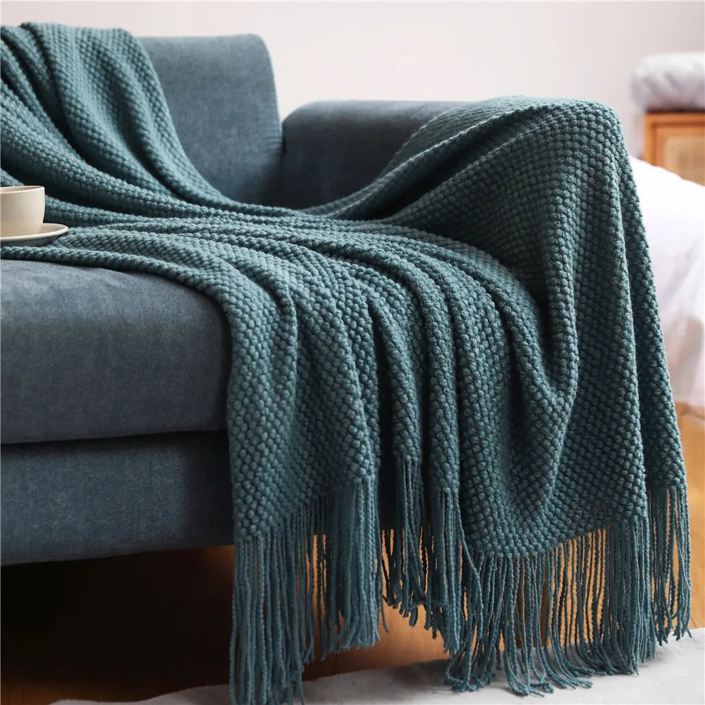 Plaid Cocooning Maille Douillette vert