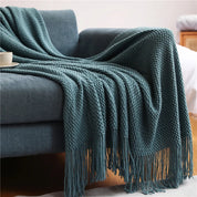 Plaid Cocooning Maille Douillette vert