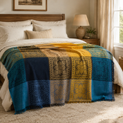 Plaid Cocooning Patchwork Bohème multicolore