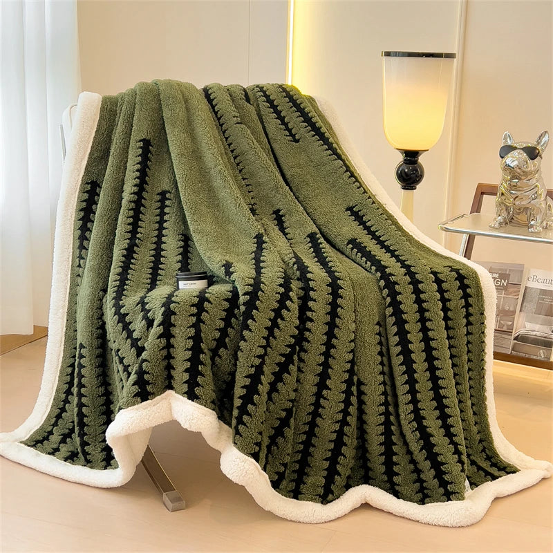 Plaid Cocooning Sherpa Douillet à motifs graphiques