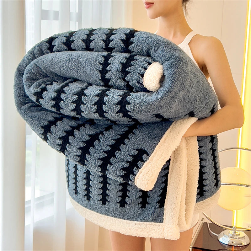Plaid Cocooning Sherpa Douillet bleu