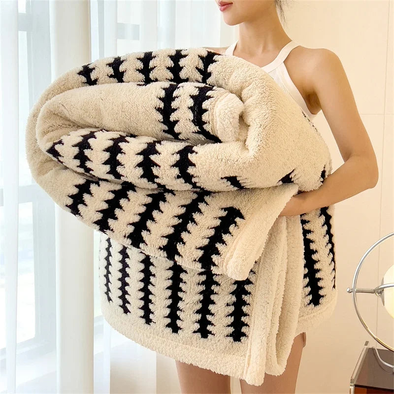 Plaid Cocooning Sherpa Douillet crème