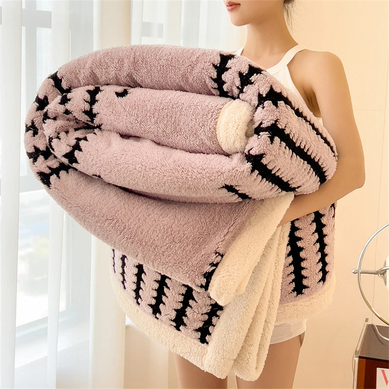 Plaid Cocooning Sherpa Douillet rose