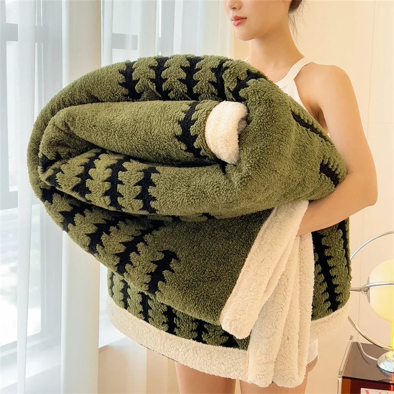 Plaid Cocooning Sherpa Douillet vert