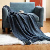 Plaid Cocooning Torsades Douillettes bleu