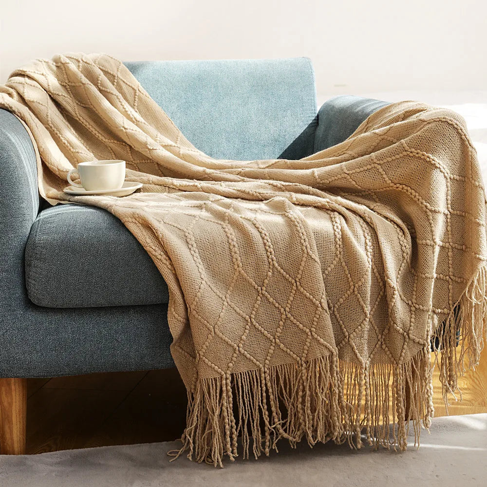 Plaid Cocooning Torsades Douillettes kaki