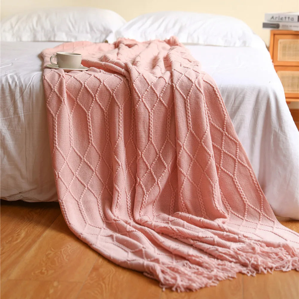 Plaid Cocooning Torsades Douillettes rose