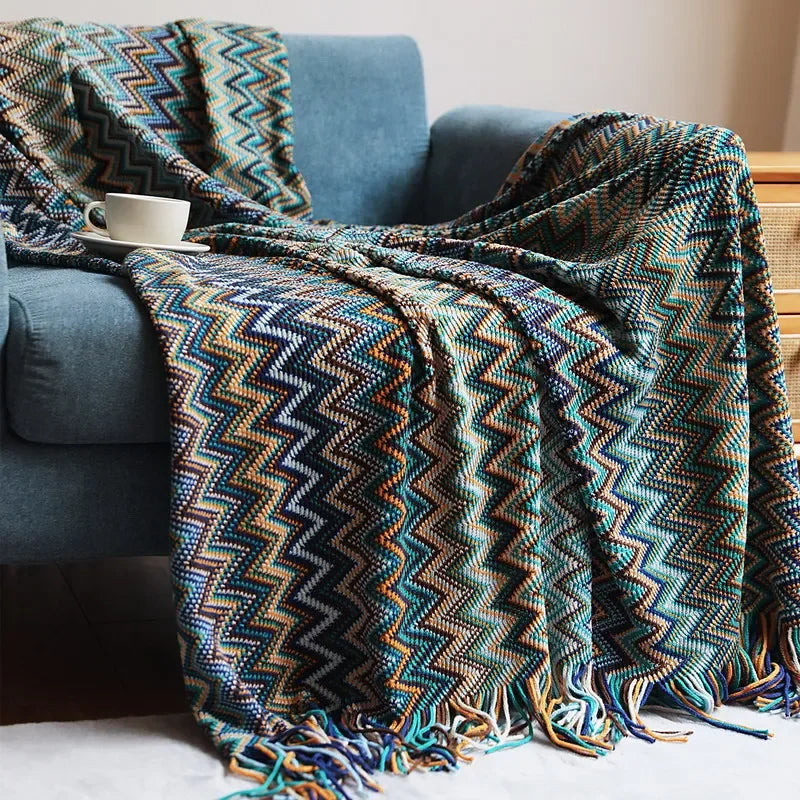 Plaid Pilou Pilou Esprit Bohème bleu