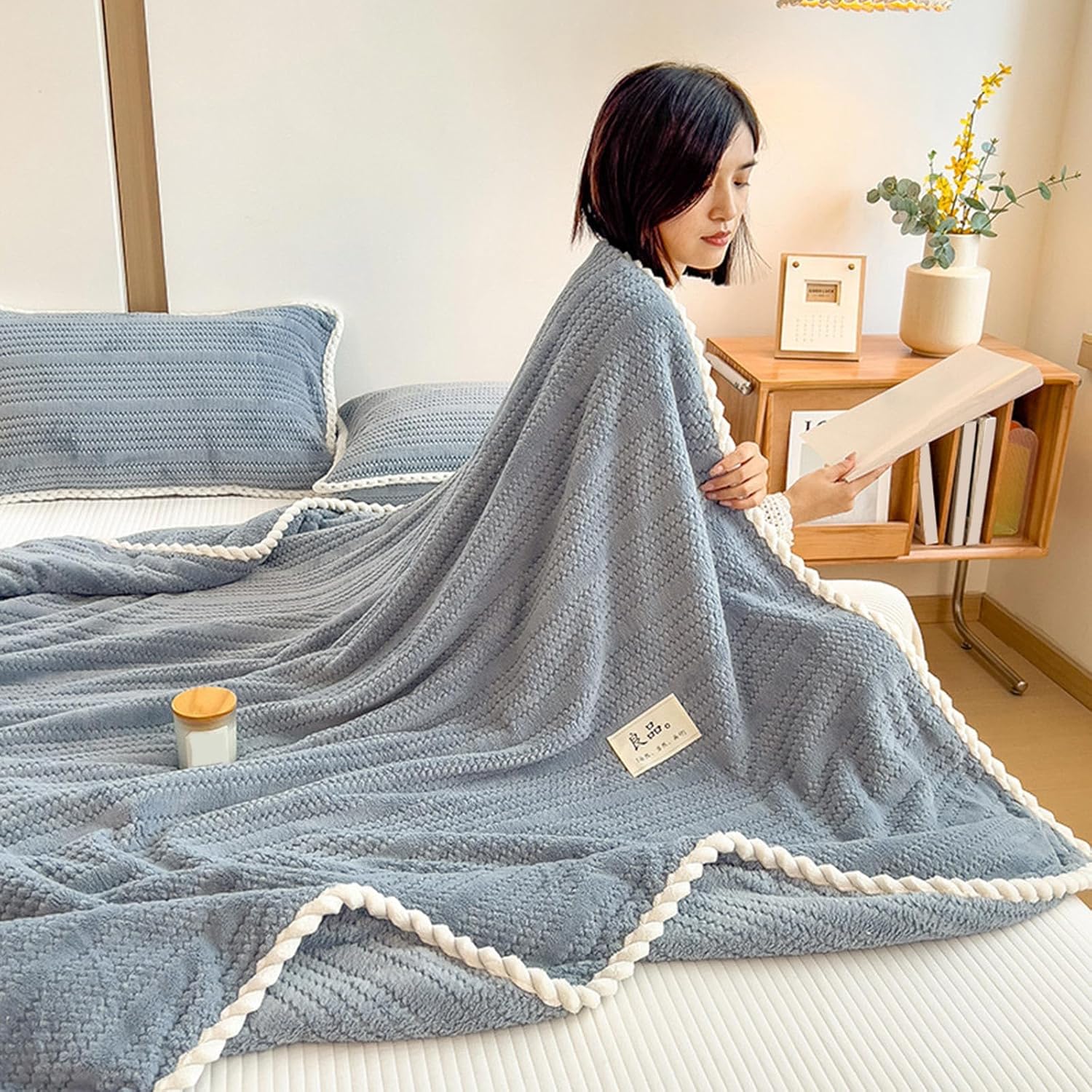 Plaid chaud en pilou pilou doux et moelleux pour canapé ou lit