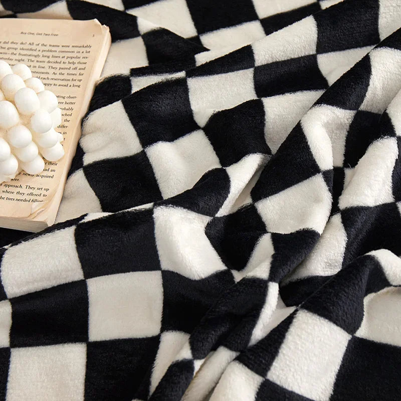Plaid cocooning à motif damier rétro