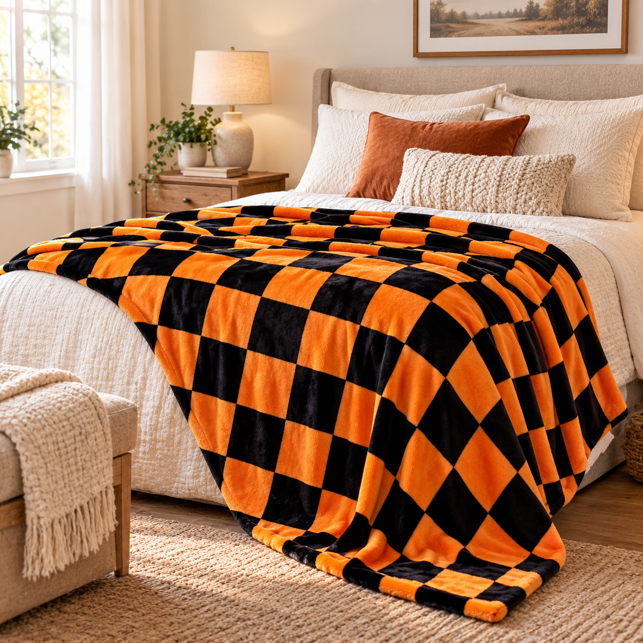 Plaid cocooning graphique pour salon et chambre