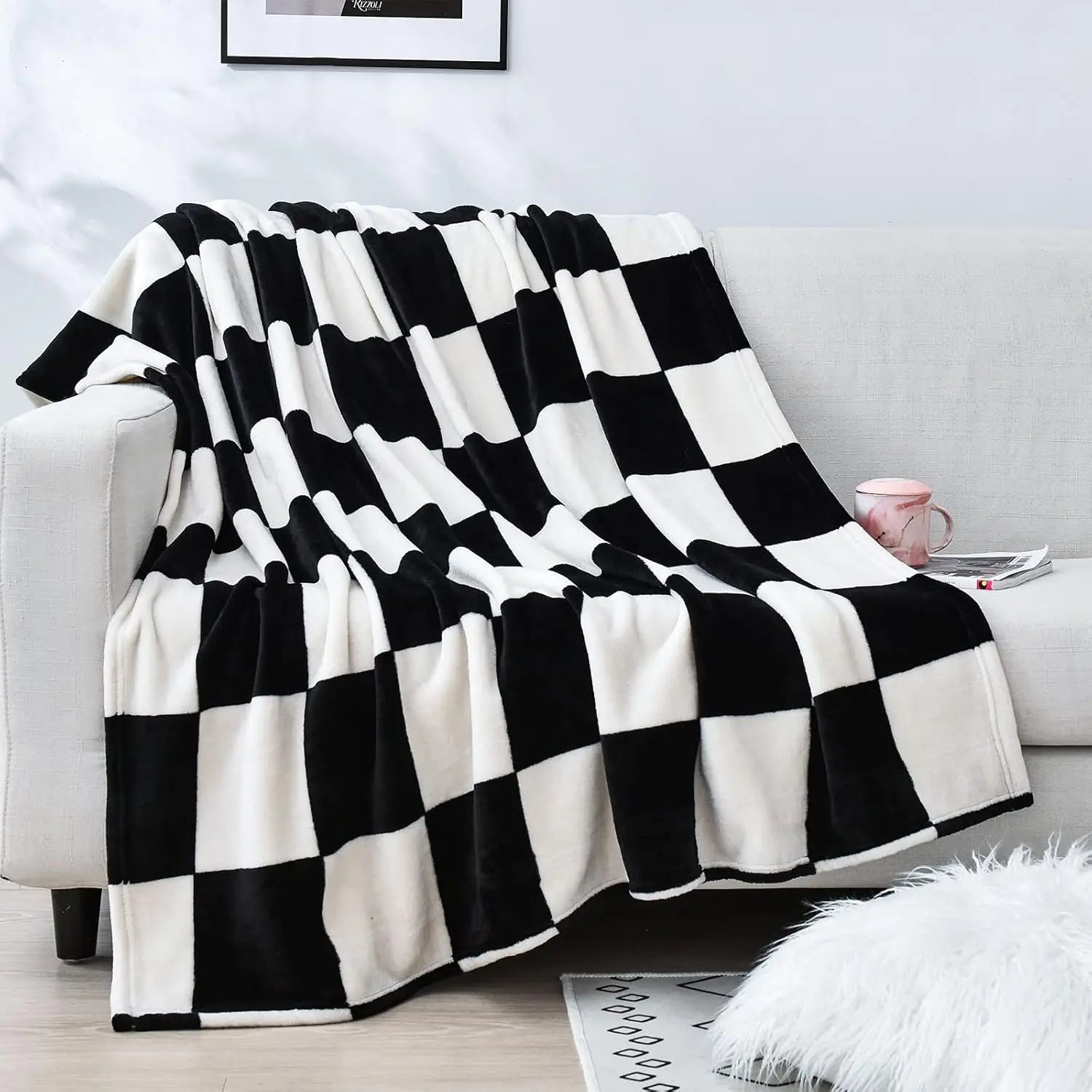 Plaid cocooning à motif damier automnal
