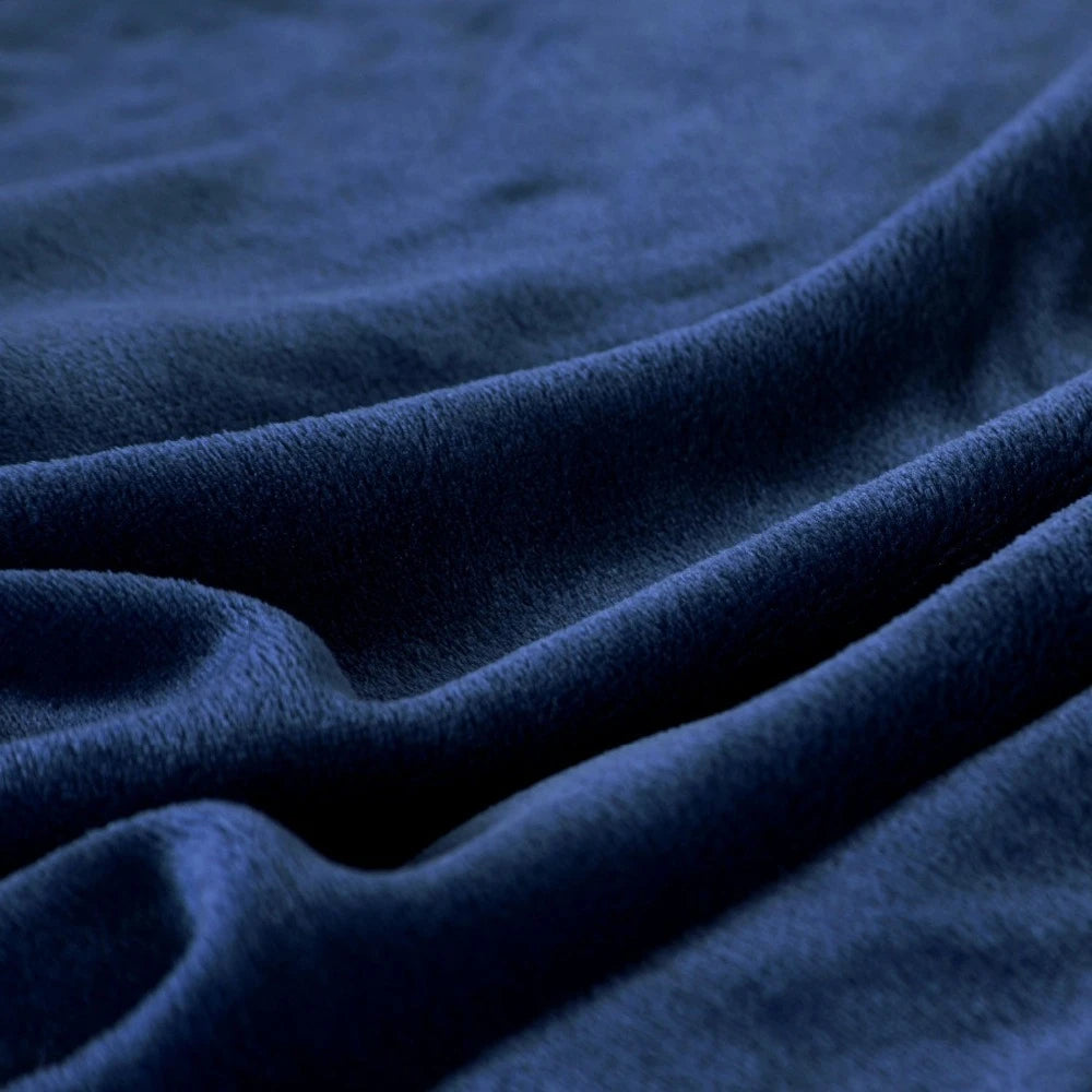 Plaid doux en fausse fourrure bleu idéal pour canapé ou chambre
