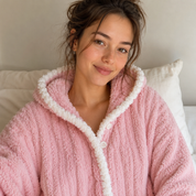 Poncho polaire femme pyjama rose en pilou pilou