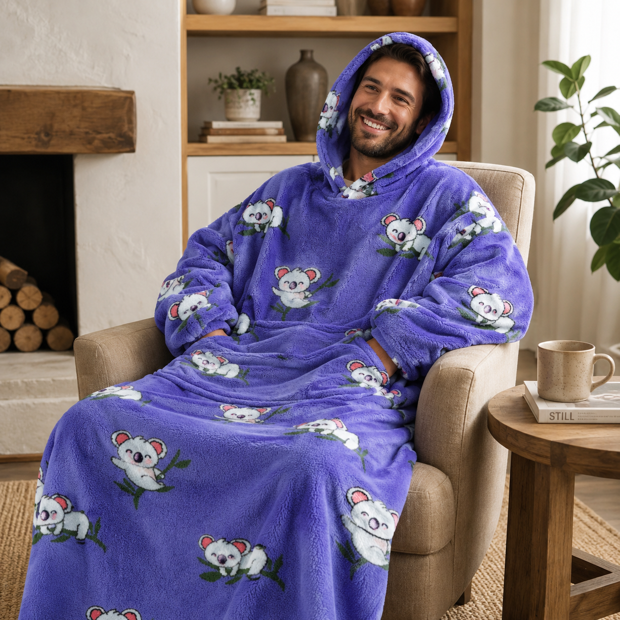 Pull Plaid Pilou Pilou Koala Douillet bleu-violet