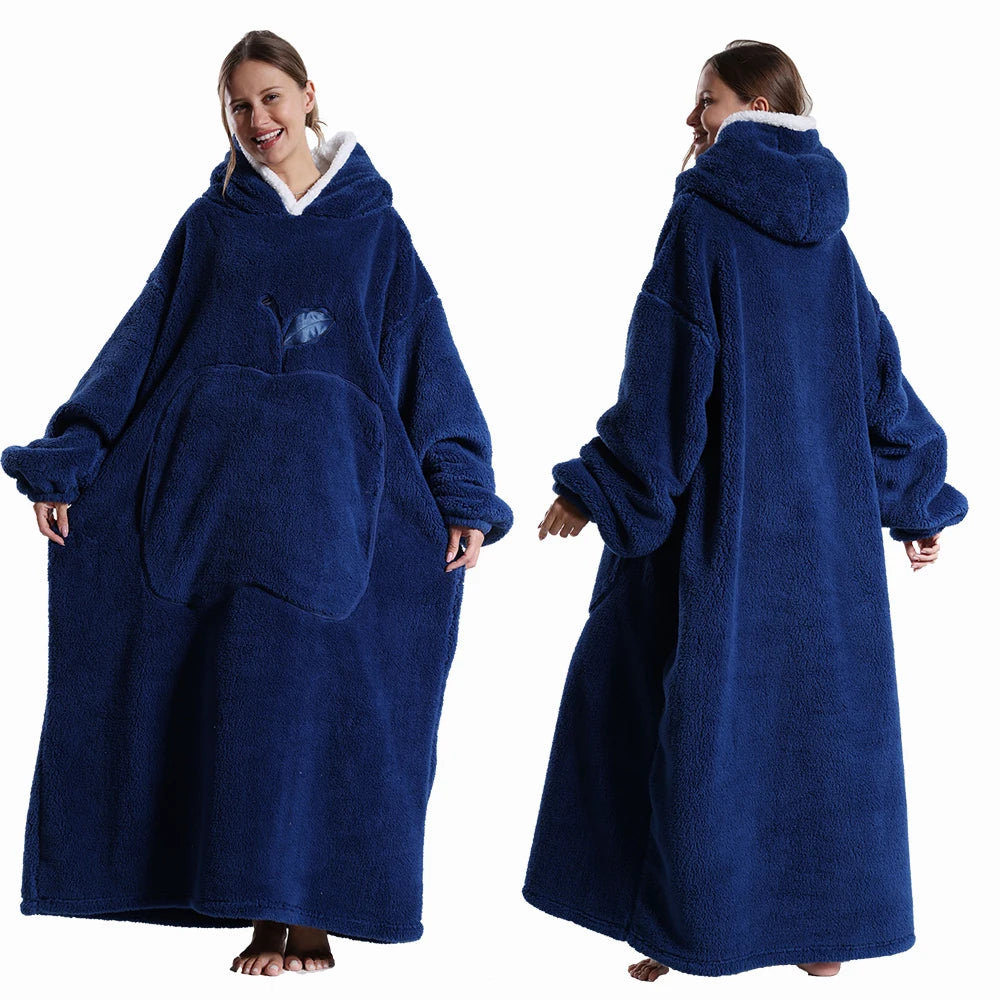 Pull Plaid Pilou Pilou Maxi Cocon bleu marine