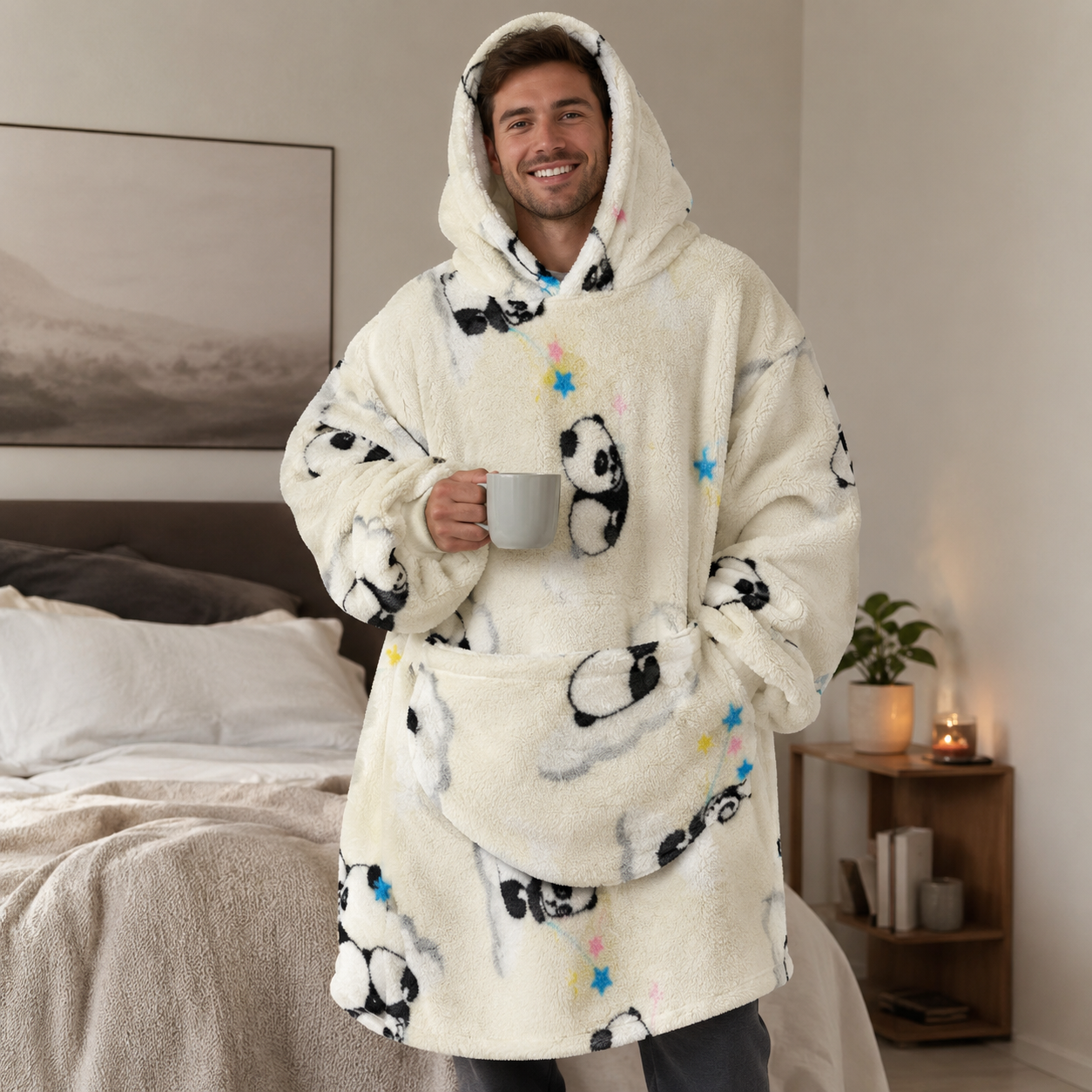 Pull Plaid Pilou Pilou Panda Douillet blanc