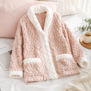 Pull de pyjama rose femme en matière pilou pilou