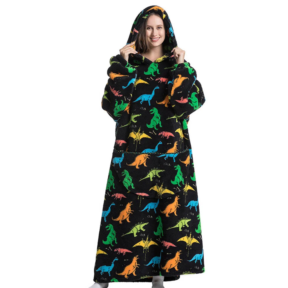 Pull plaid Pilou Pilou extra long à motifs dinosaures