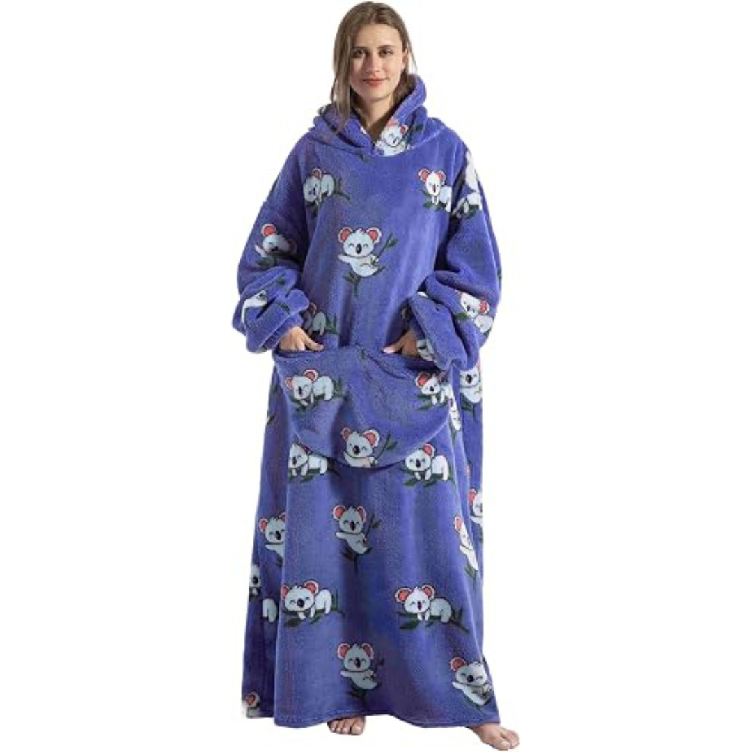 Pull plaid Pilou Pilou extra long à motifs koalas