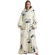 Pull plaid Pilou Pilou extra long à motifs pandas