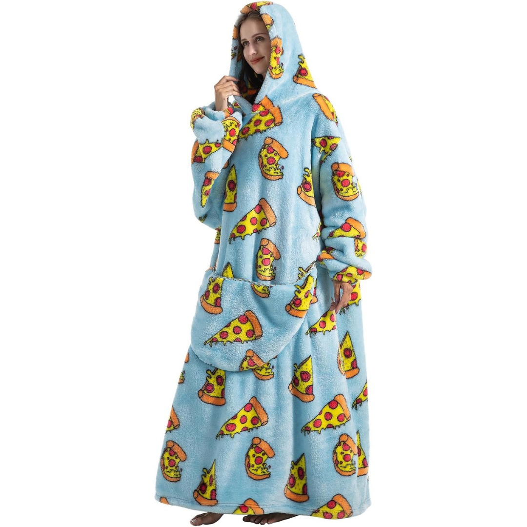 Pull plaid Pilou Pilou extra long à motifs pizza