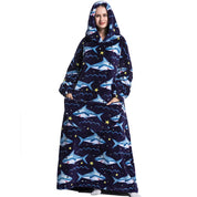 Pull plaid Pilou Pilou extra long à motifs requins
